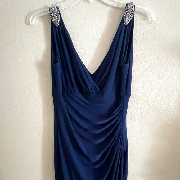 Ralph Lauren Blue Evening Dress with Rhinestone Accents *WORN ONCE!* - Picture 3 of 13